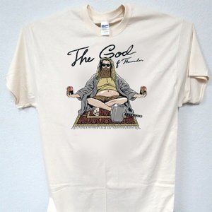 ABIDE, MEDITATION WHILE DRINKING BEER FUNNY COOL MENS IVORY TEE T-1708